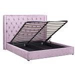 Кровать двуспальная фиолетовая с основанием из массива дерева с мягким изголовьем Velour Beds варинант исполнения - 2 | Loft Concept в Екатеринбурге