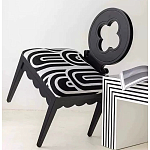 Дизайнерский стул с круглой деревянной спинкой Black and White Clover варинант исполнения - 6 | Loft Concept в Екатеринбурге