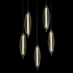 Люстра круглая каскадня с 5-ю плафонами из металлической сетки Mesh Lampshade Lighting варинант исполнения - 3 | Loft Concept в Екатеринбурге