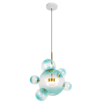 Подвесной светильник с прозрачными бирюзовыми стеклянными шарами и золотыми деталями Диаметр 46 Giopato & Coombes варинант исполнения - 1 | Loft Concept в Екатеринбурге