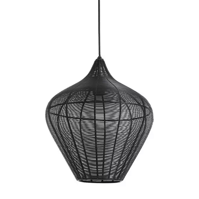 Подвесной светильник в форме купола с плетеным металлическим абажуром Wicker Iron Lamp Черный в Екатеринбурге | Loft Concept 