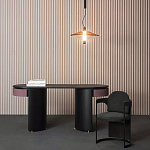 Дизайнерский письменный стол овальной формы с 2-мя выдвижными ящиками по бокам Parsec варинант исполнения - 1 | Loft Concept в Екатеринбурге