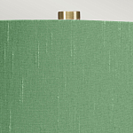 Настольная лампа с белым фигурным основанием на латунном основании и зеленым тканевым конусным абажуром Elstead Lighting варинант исполнения - 2 | Loft Concept в Екатеринбурге