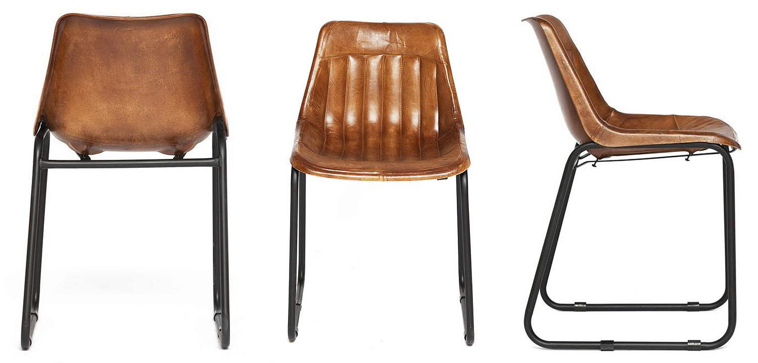 Стул из кожи буйвола Industrial leather dining chair - Loft-Concept в Екатеринбурге