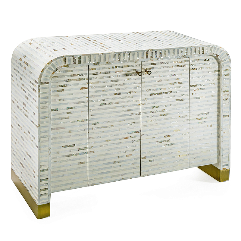 Буфет в гостиную с инкрустацией  Mother of Pearl Inlay Cabinet Белый Перламутровый Золотой в Екатеринбурге | Loft Concept 