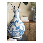 Ваза с мотивами цветущего сада с попугаями Blue Vase Inspired by Nature варинант исполнения - 6 | Loft Concept в Екатеринбурге