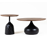 Столик журнальный с круглой деревянной столешницей на черном фактурном основании Bourgeon варинант исполнения - 3 | Loft Concept в Екатеринбурге