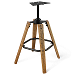 Барный стул со спинкой и металлической подставкой на 4-х деревянных ножках Зеленый Велюр Vendramin Chair варинант исполнения - 4 | Loft Concept в Екатеринбурге