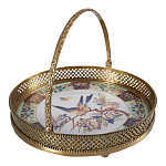 Блюдо фарфоровое с бронзовой ручкой Paradise Dish with Handle варинант исполнения - 1 | Loft Concept в Екатеринбурге