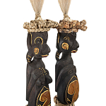 Комплект из 2-х статуэток из массива албезии Asmat Statuettes Albesia варинант исполнения - 2 | Loft Concept в Екатеринбурге
