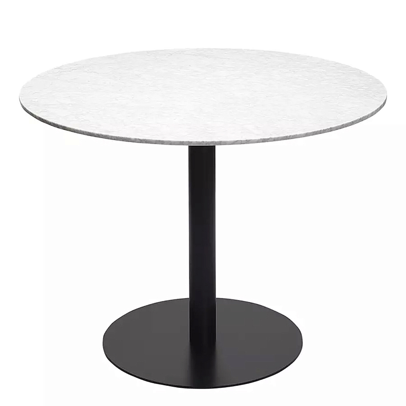 Круглый обеденный стол с белой мраморной столешницей White Tabletop on Black Base Белый Черный в Екатеринбурге | Loft Concept 