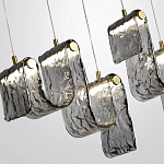 Подвесной светильник линейный с плафонами волнистой формы из фактурного стекла Big Wave варинант исполнения - 5 | Loft Concept в Екатеринбурге