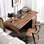 Стол рабочий округлой формы с 3-мя ящиками  Working Moonnut Table варинант исполнения - 6 | Loft Concept в Екатеринбурге