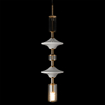 Подвесной светильник с белыми стеклянными элементами и бронзовыми вставками Высота 90 см Gabriel Scott Luna варинант исполнения - 6 | Loft Concept в Екатеринбурге