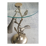 Столик с круглой стеклянной столешницей и корпусом в виде двух павлинов на ветке Table Two Peacocks варинант исполнения - 10 | Loft Concept в Екатеринбурге