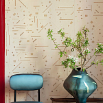 Обои с вышивкой ручной работы Glyph Original colourway on wool sateen варинант исполнения - 2 | Loft Concept в Екатеринбурге