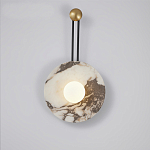 Бра круглое с каменным основанием и плафоном из стекла в форме шара Shaw Marble Lighting варинант исполнения - 1 | Loft Concept в Екатеринбурге