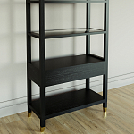 Стеллаж Elsa Dreams Black со стеклянными полками и ящиком варинант исполнения - 6 | Loft Concept в Екатеринбурге