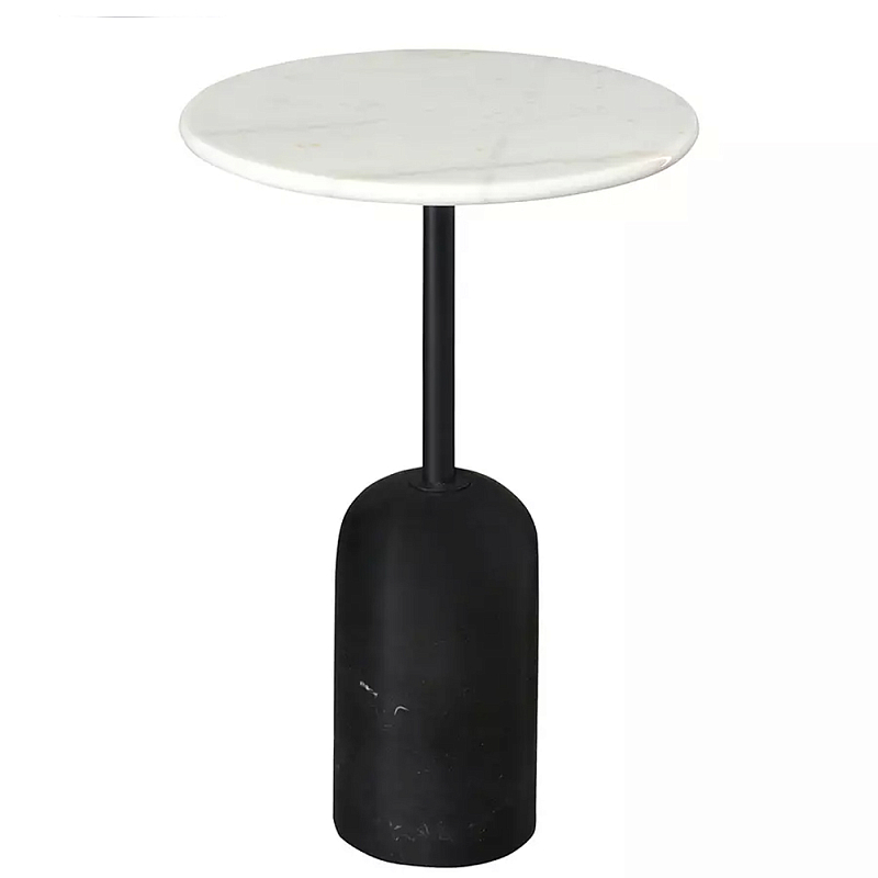 Кофейный столик с белой мраморной столешницей на черном основании Tall Coffee Black and White Table Белый Черный в Екатеринбурге | Loft Concept 