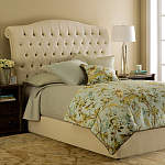 Кровать двуспальная бежевая с основанием из массива дуба с мягким изголовьем Flax Beds варинант исполнения - 1 | Loft Concept в Екатеринбурге