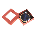 Зеркало карманное круглое двухстороннее из натурального камня Содалит в подарочной упаковке Gold Stone Mirrors варинант исполнения - 3 | Loft Concept в Екатеринбурге