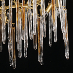 Люстра линейная золотого цвета с декоративными ветвями и длинными стеклянными подвесками в форме сосулек Droplet Chandelier варинант исполнения - 5 | Loft Concept в Екатеринбурге