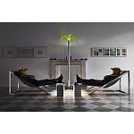 Дизайнерское кресло на металлическом каркасе с подставкой для ног Poltronova Mies Armchair варинант исполнения - 12 | Loft Concept в Екатеринбурге