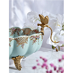 Чаша из голубого фарфора на бронзовых ножках с рисунком цветов и фигурками стрекоз Blue Garden варинант исполнения - 6 | Loft Concept в Екатеринбурге