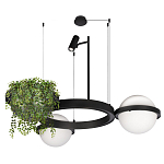 Подвесной светильник с 2-мя шарообразными плафонами и цилиндрическим спотом Light of Еyes варинант исполнения - 6 | Loft Concept в Екатеринбурге