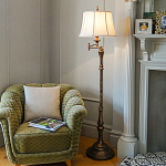 Торшер классического стиля цвета темная бронза с бежевым льяным абажуром Feiss варинант исполнения - 2 | Loft Concept в Екатеринбурге