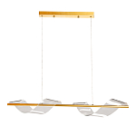 Люстра линейная золотистого цвета с двумя прозрачными волнистыми элементами Wave Line варинант исполнения - 2 | Loft Concept в Екатеринбурге