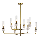 Люстра с 8-ю плафонами в форме стеклянных трубок и мраморных декоративных элементов Montreal варинант исполнения - 7 | Loft Concept в Екатеринбурге