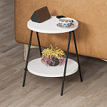 Стол приставной с 2-мя круглыми белыми столешницами ESSEL SIDE TABLE WHITE варинант исполнения - 8 | Loft Concept в Екатеринбурге
