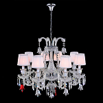 Люстра с 8-ю белыми текстильными абажурами и хрустальными подвесками Lustre Reverie варинант исполнения - 2 | Loft Concept в Екатеринбурге