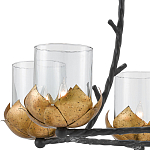 Люстра с прозрачными стеклянными абажурами и каркасом в виде черных веток Blooming Flower варинант исполнения - 1 | Loft Concept в Екатеринбурге