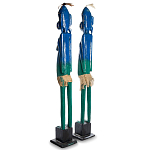 Комплект из 2-х деревянных статуэток Asmat Statuettes Blue Green варинант исполнения - 5 | Loft Concept в Екатеринбурге