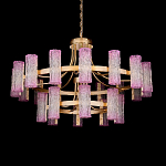 Люстра двухъярусная круглая с текстурными цилиндрическими плафонами Glimpse варинант исполнения - 1 | Loft Concept в Екатеринбурге