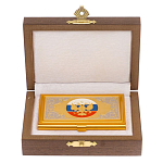 Визитница карманная металлическая с гравюрой Герба России в подарочной коробке Gold Metal Business Card Holders  варинант исполнения - 3 | Loft Concept в Екатеринбурге