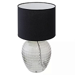 Настольная лампа с черным цилиндрическим тканевым абажуром и фактурным прозрачным основанием Black Cone варинант исполнения - 1 | Loft Concept в Екатеринбурге