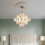 Люстра  с каскадом из круглых декоративных элементов  White Clear Glass Chandelier варинант исполнения - 5 | Loft Concept в Екатеринбурге