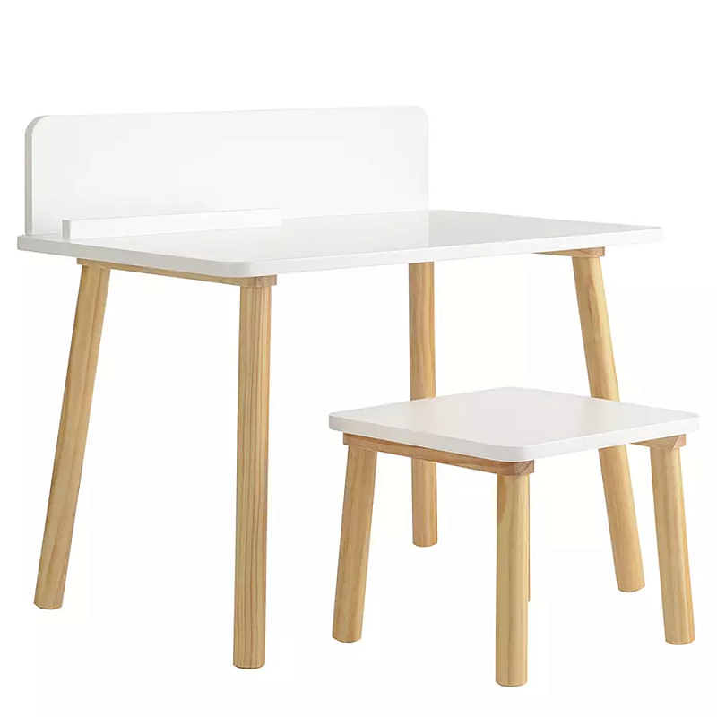 Набор детской мебели белый Childrens Table with Stool Белый Голубой в Екатеринбурге | Loft Concept 