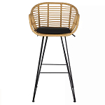 Стул барный с ротанговым плетением Half Bar Chair with Wicker с подлокотниками варинант исполнения - 1 | Loft Concept в Екатеринбурге
