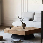 Дизайнерский журнальный стол квадратный с черным трапециевидным основанием Wokab варинант исполнения - 3 | Loft Concept в Екатеринбурге