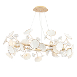 Люстра круглая с белыми лепестками из керамики и прозрачными хрустальными цветками Диаметр 82 см Wintery flovers варинант исполнения - 1 | Loft Concept в Екатеринбурге