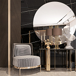 Настольная лампа с цилиндрическим абажуром из коричневой ткани и золотыми трубочками Brown Aura варинант исполнения - 4 | Loft Concept в Екатеринбурге