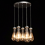 Люстра с 7-ю прозрачными плафонами из стекла в форме капли на круглом потолочном основании цвета хром Lucid Rain  варинант исполнения - 3 | Loft Concept в Екатеринбурге