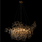 Подвесная люстра в виде ветвей деревьев золотого цвета с прозрачными подвесками-каплями 10 и 14 ламп Droplet Chandelier варинант исполнения - 4 | Loft Concept в Екатеринбурге