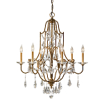 Люстра в бронзовом цвете с 6-ю лампами в форме свечей со стеклянными подвесками в классическом стиле Feiss варинант исполнения - 1 | Loft Concept в Екатеринбурге