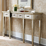 Консоль зеркальная в цвете шампань с 3-мя ящиками Hyaloid варинант исполнения - 1 | Loft Concept в Екатеринбурге