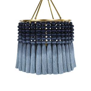 Люстра синяя плетеная с кисточками Boho Tassel Chandelier